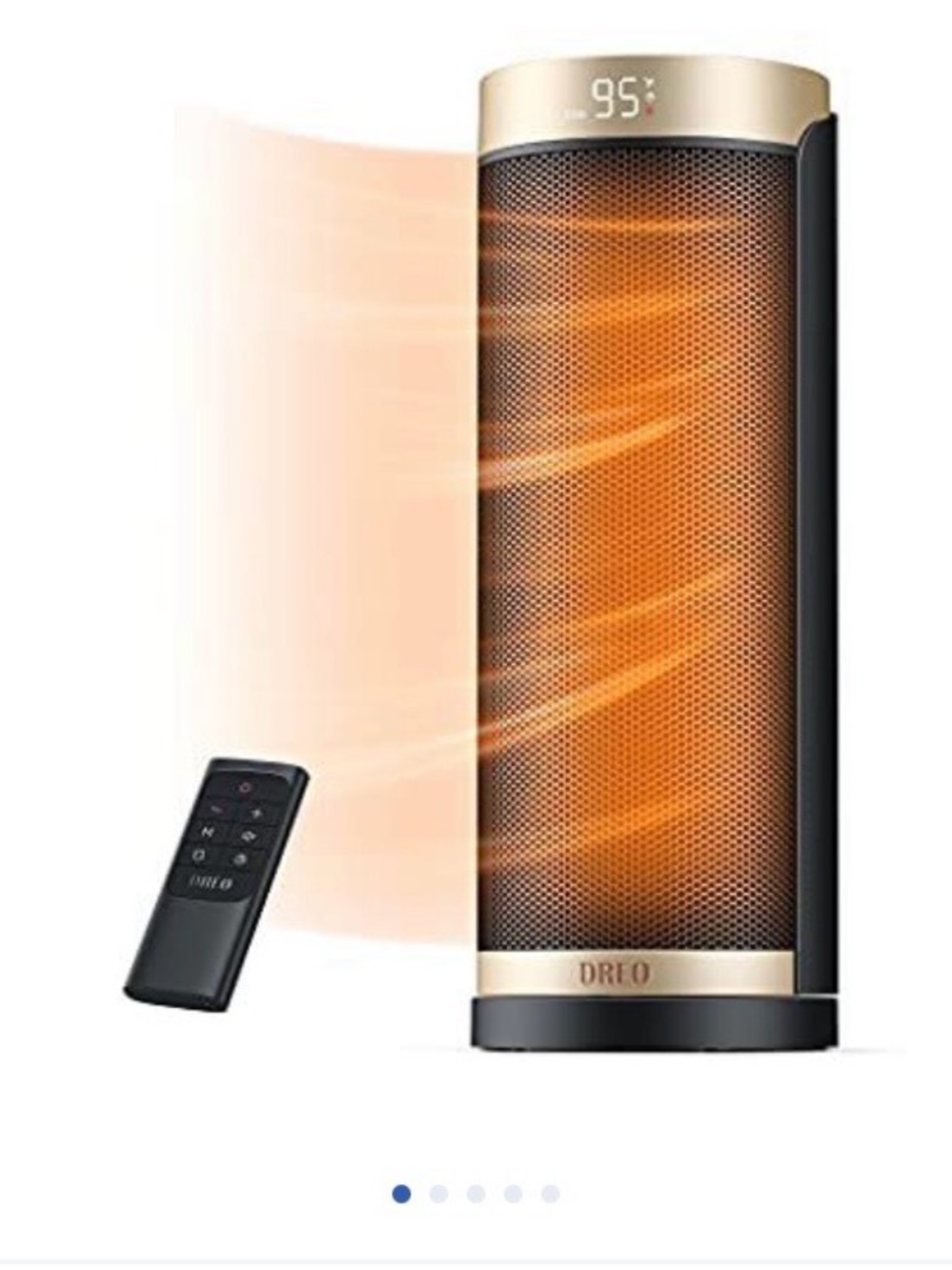 Dreo Gold & Black Tower Space Heater with Remote 1500 Watt